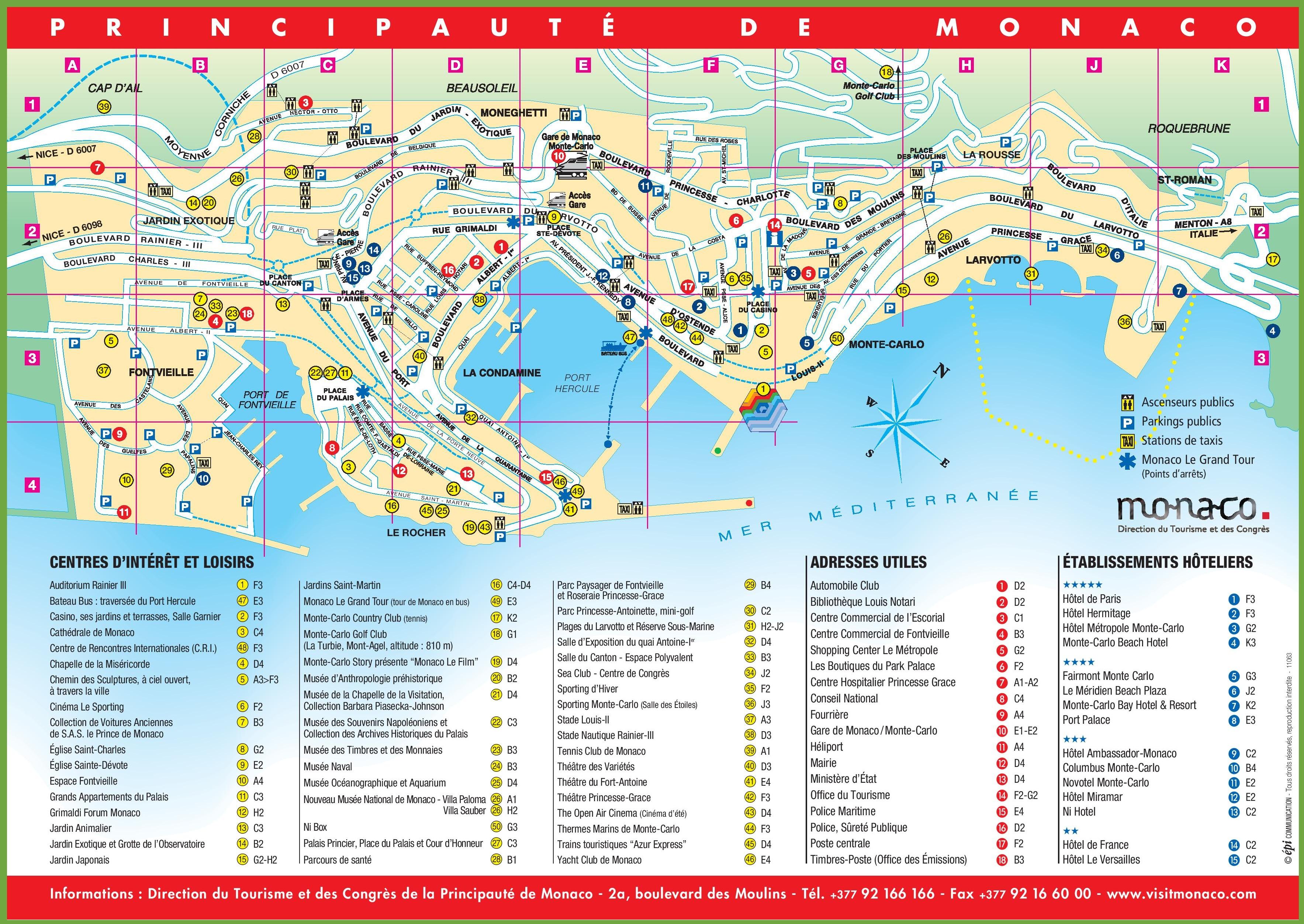 Mapa turístico de Mónaco - Europa